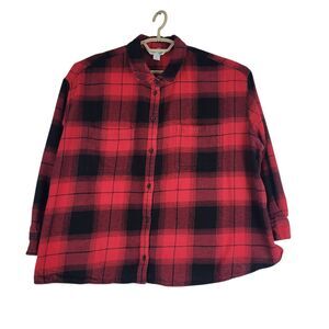 Old Navy Top The Boyfriend Shirt Buffalo Plaid Red Black Flannel Shirt size 2X